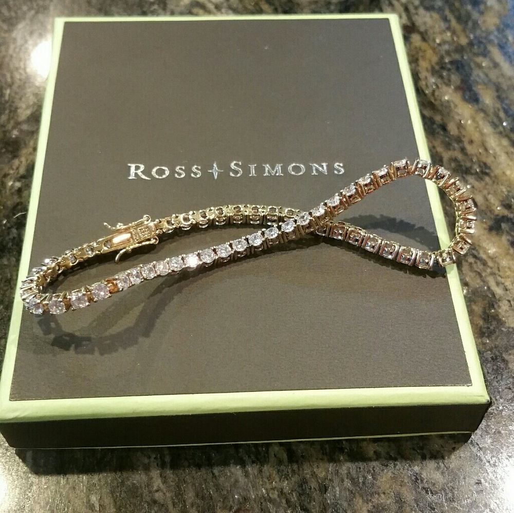 CZ and gold clad over silver tennis bracelet
